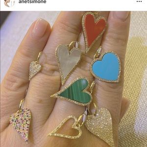 COPY - 14kt Heart charms in different stone and diamonds